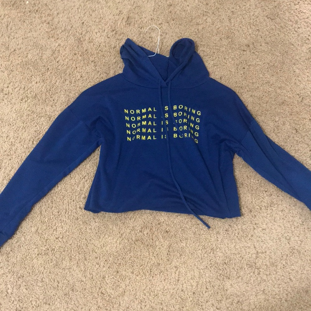 blue cropped hoodie